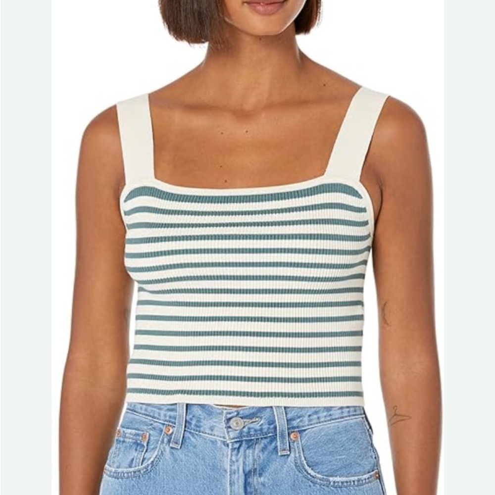 Striped Green and White Women's Top